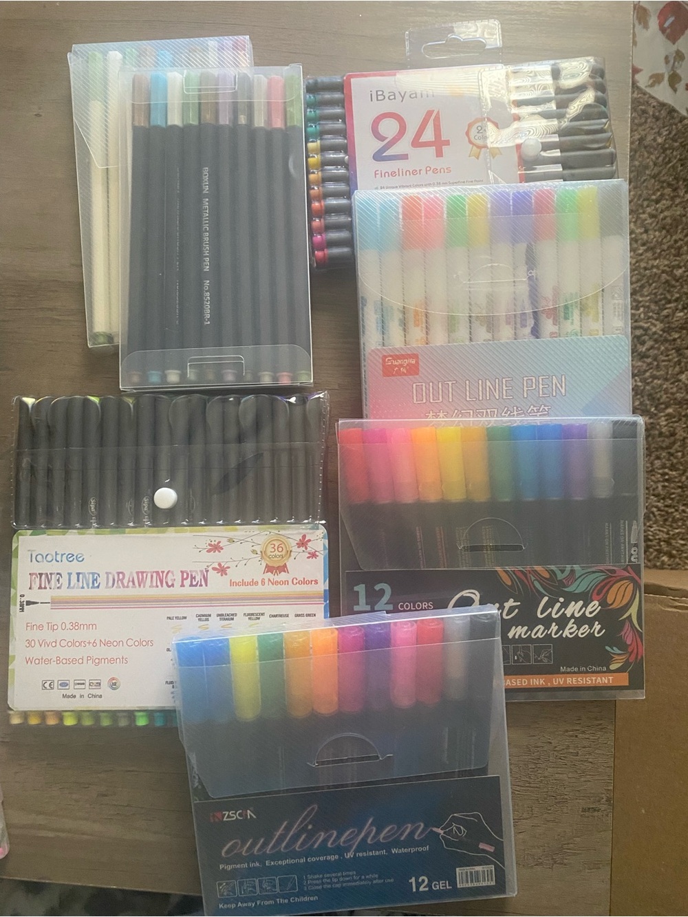 Assorted Fine Line Drawing Pens Multicolor NWT